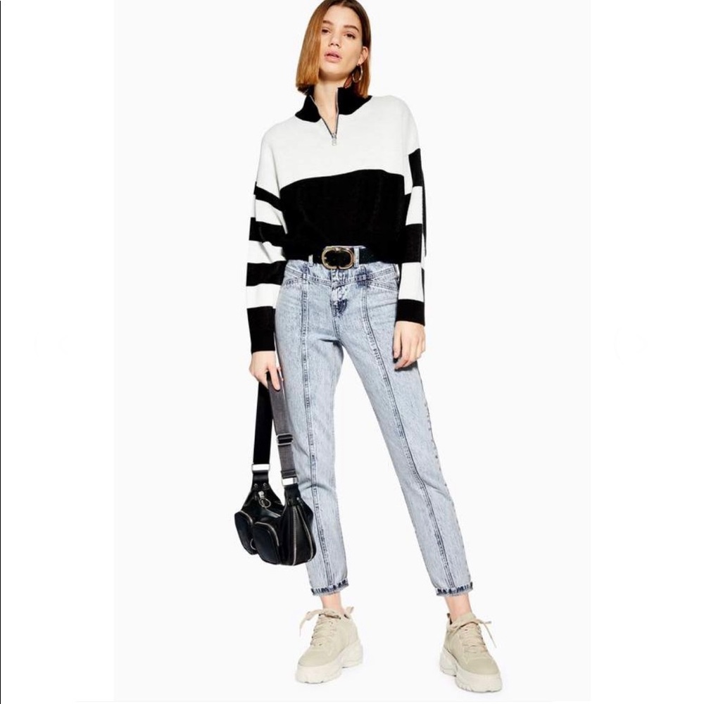Topshop Acid Blue Panel Mom Jean